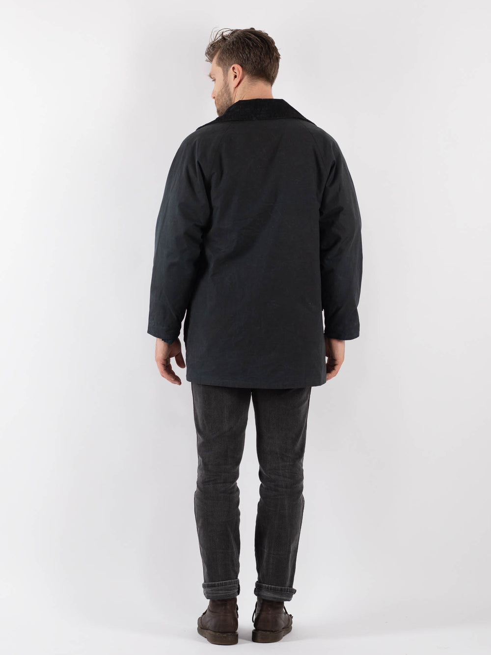 Vintage 90's Men Waxed Canvas Jacket in Blue - NorthernGrip