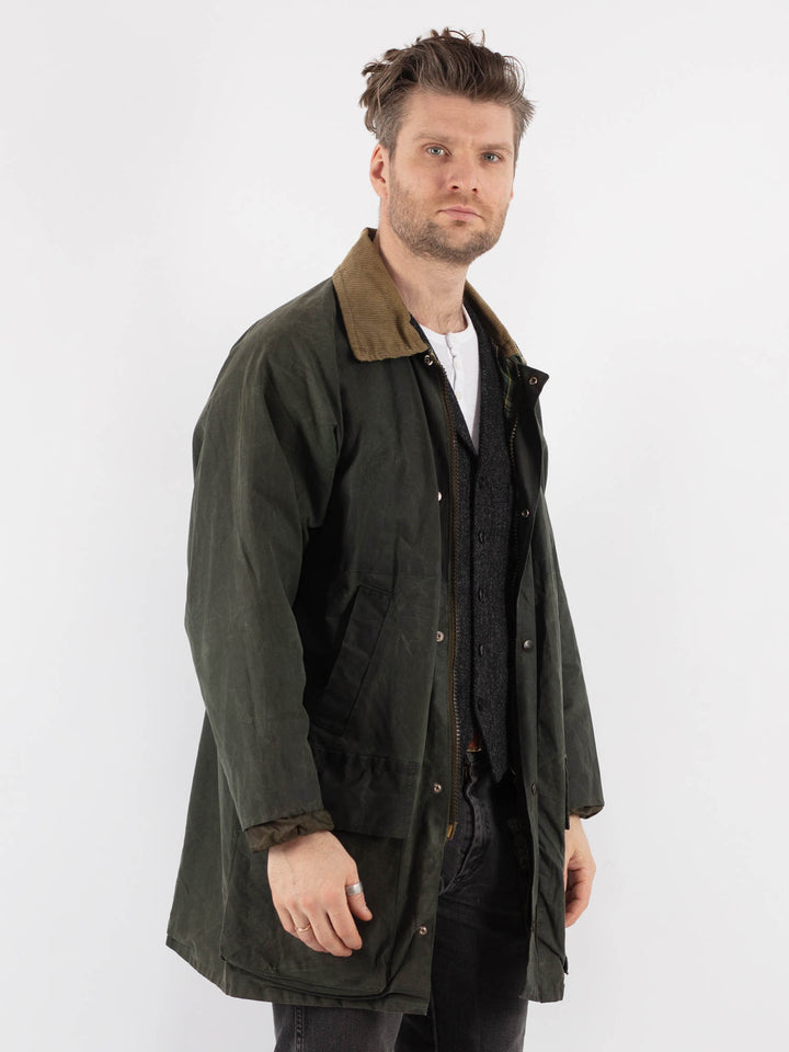 Vintage 90's Men Waxed Canvas Jacket in Green - NorthernGrip
