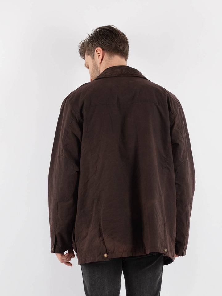 Vintage 90's Men Waxed Canvas Jacket in Brown - NorthernGrip