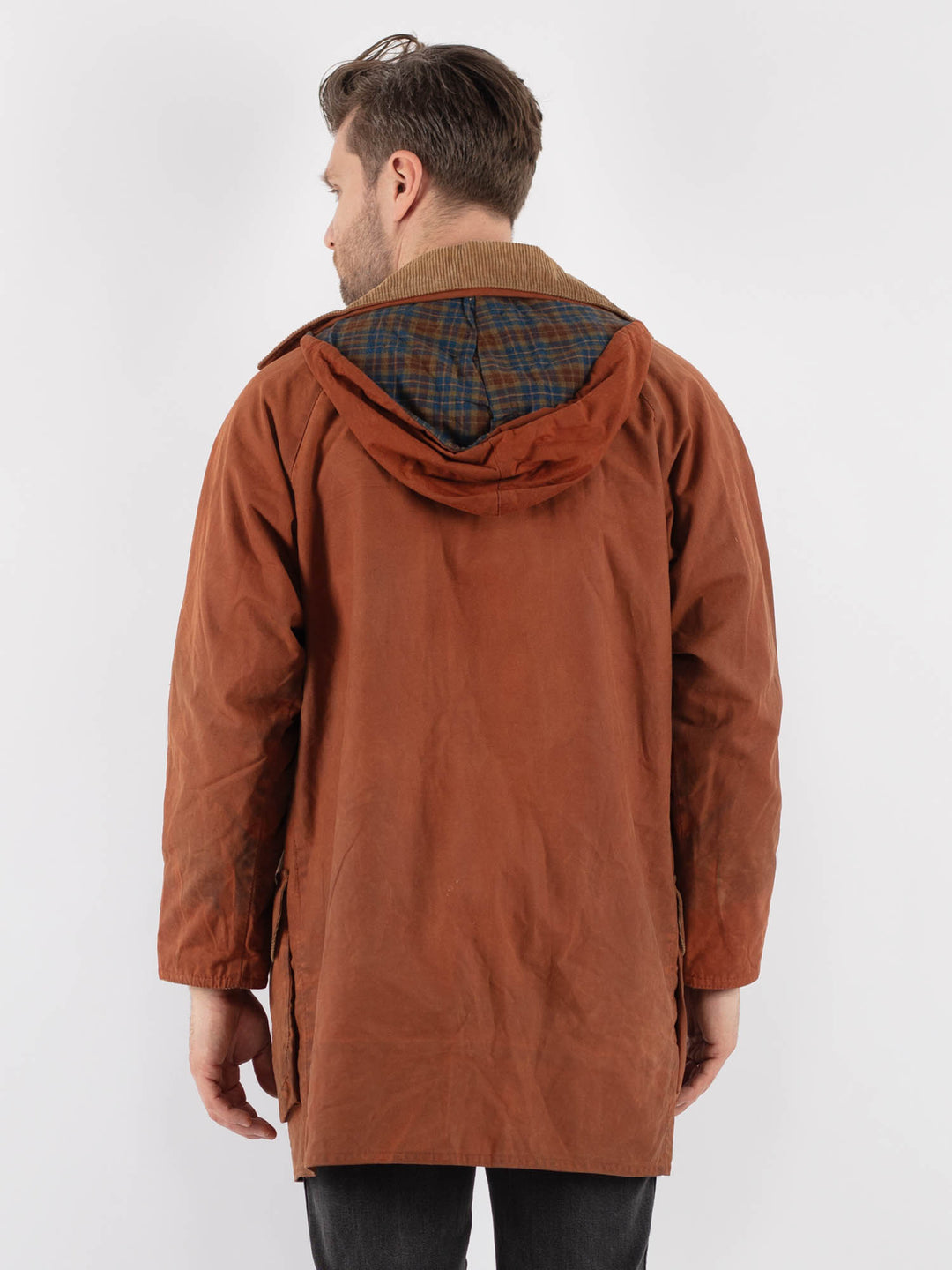 Vintage 90's Men Waxed Canvas Coat in Orange - NorthernGrip