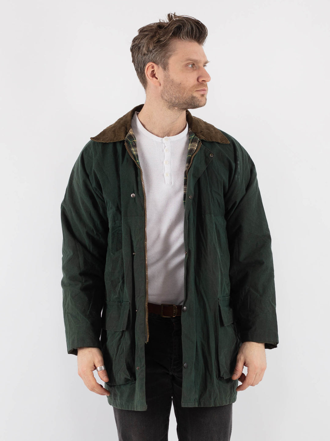 Vintage 90's Men Waxed Canvas Jacket in Green - NorthernGrip