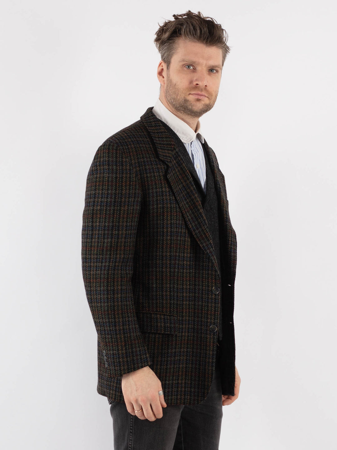 Vintage 90's Men Wool Blazer Jacket in Multi - NorthernGrip
