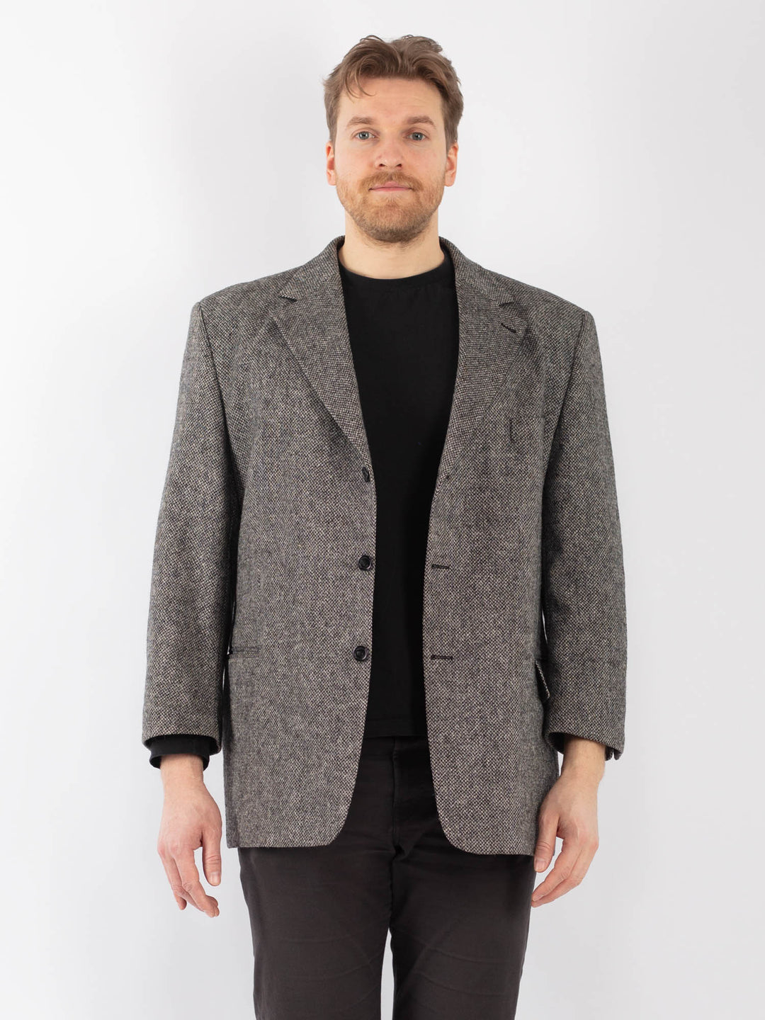 Vintage 90's Men Wool Blazer Jacket in GrayZ1277