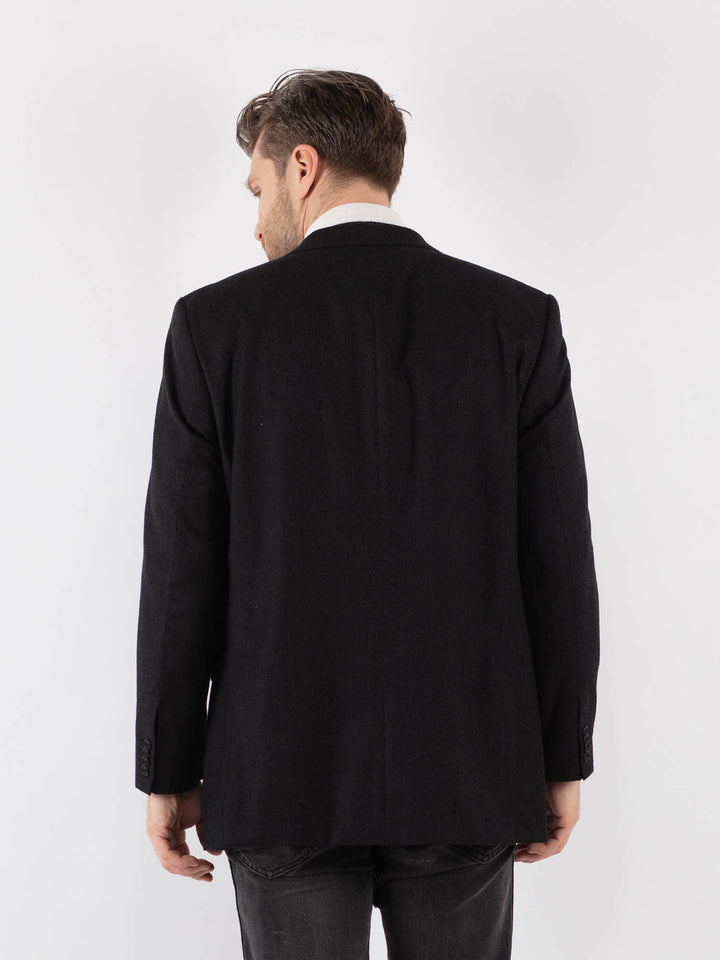 Vintage 90's Men Wool Blazer Jacket in Black - NorthernGrip