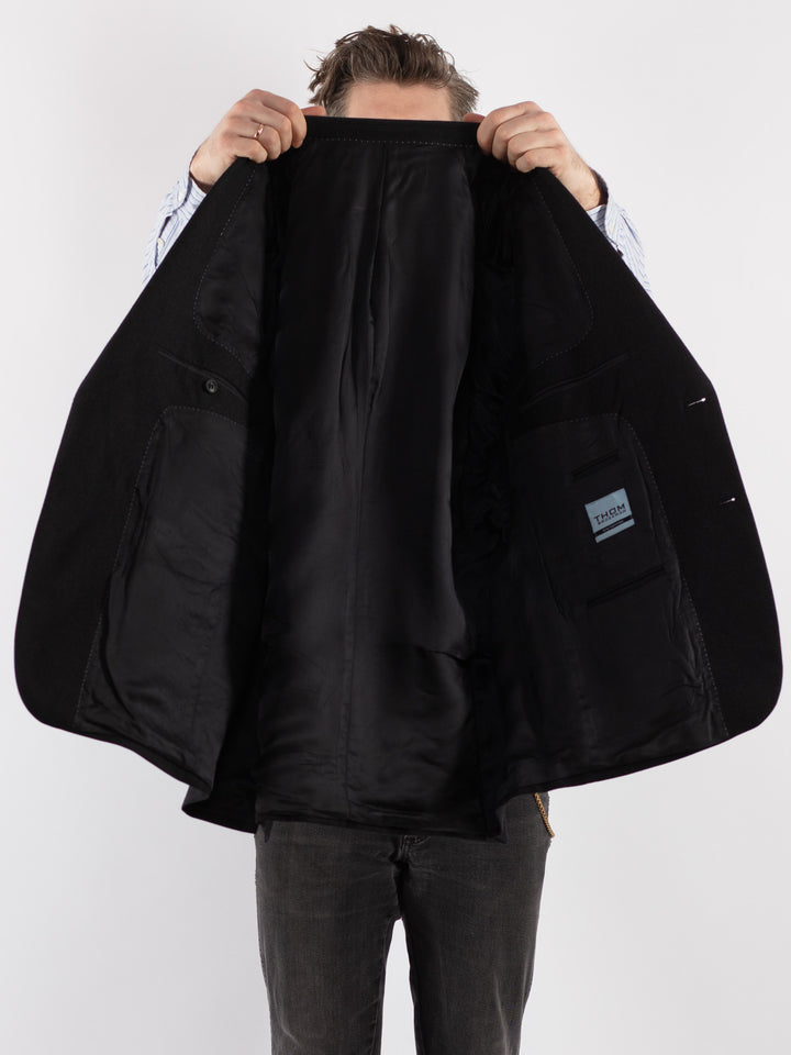 Vintage 90's Men Wool Blazer Jacket in Black - NorthernGrip