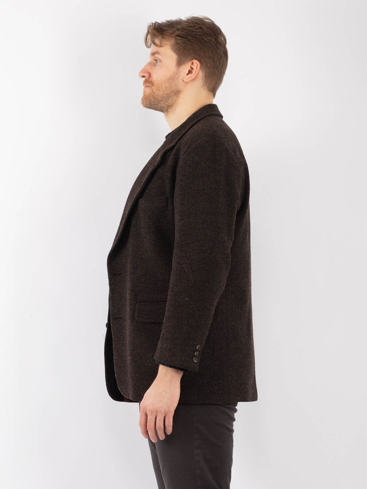 Vintage 90's Men Wool Blazer Jacket in BrownZ1279
