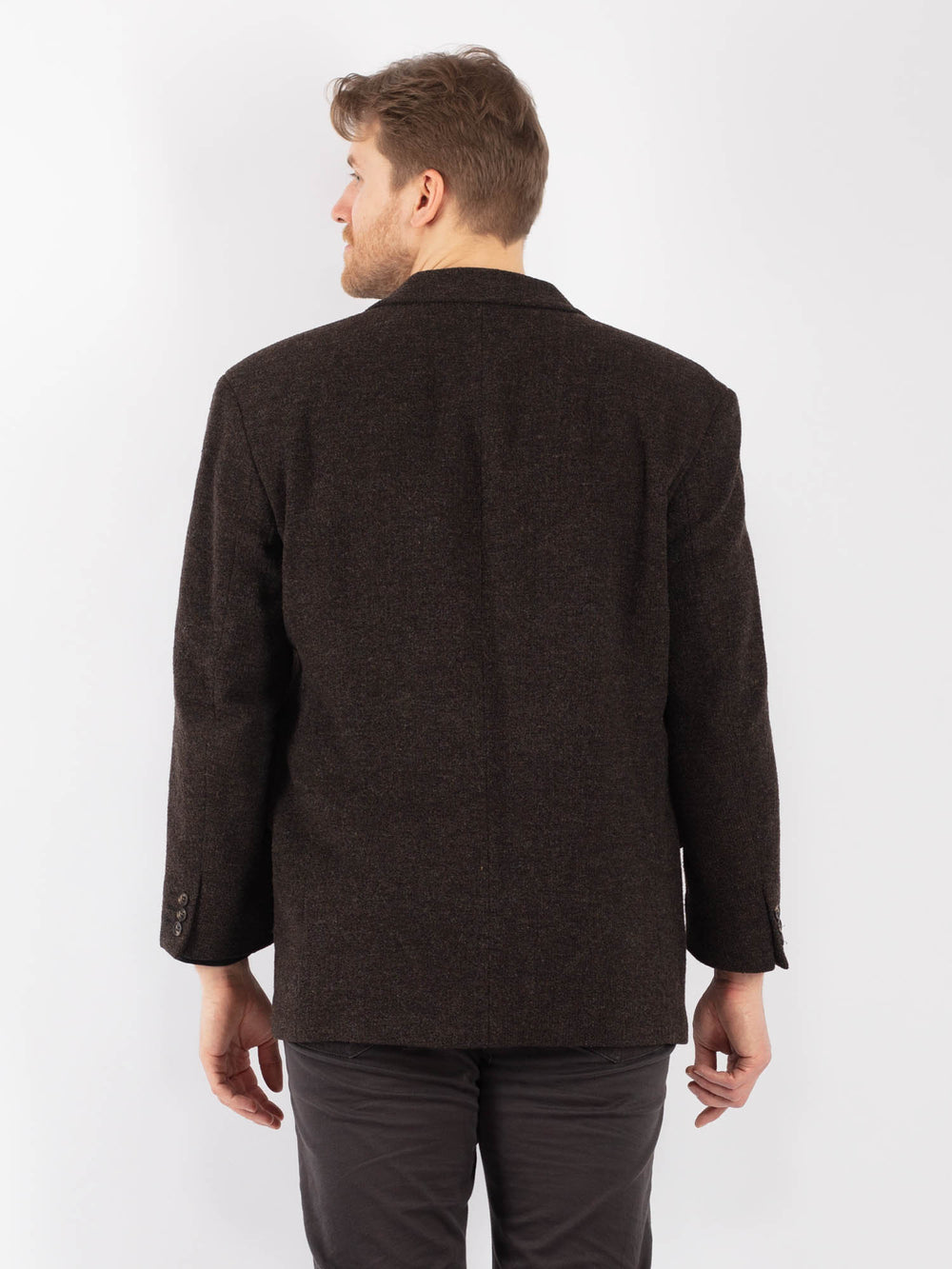 Vintage 90's Men Wool Blazer Jacket in BrownZ1279