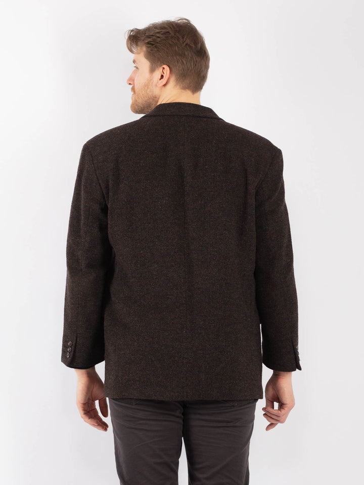 Vintage 90's Men Wool Blazer Jacket in BrownZ1279