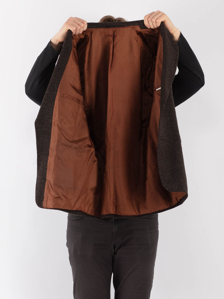 Vintage 90's Men Wool Blazer Jacket in BrownZ1279