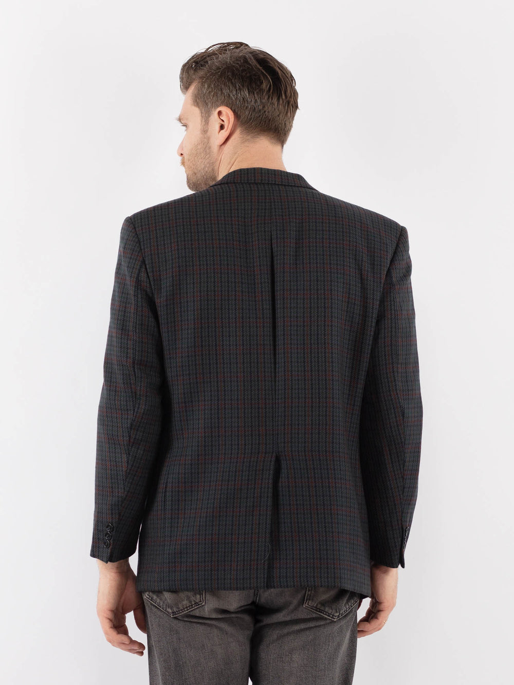 Vintage 90's Men Wool Blazer Jacket in BlueZ1085