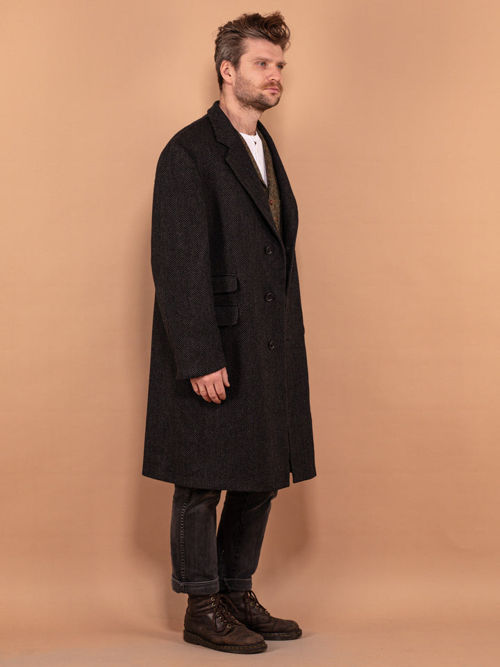 Vintage 90's Men Wool Blend Coat in Gray - NorthernGrip