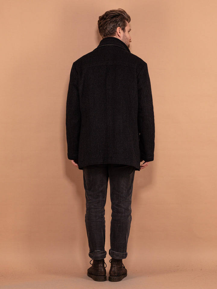 Vintage 90's Men Wool Blend Parka Coat in Gray - NorthernGrip