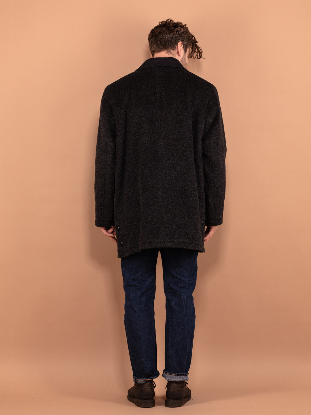 Vintage 90's Men Wool Blend Parka Coat in Gray - NorthernGrip
