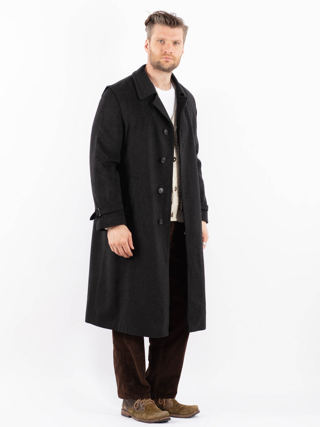 Vintage 90's Men Wool Blend Coat in GrayZ1591