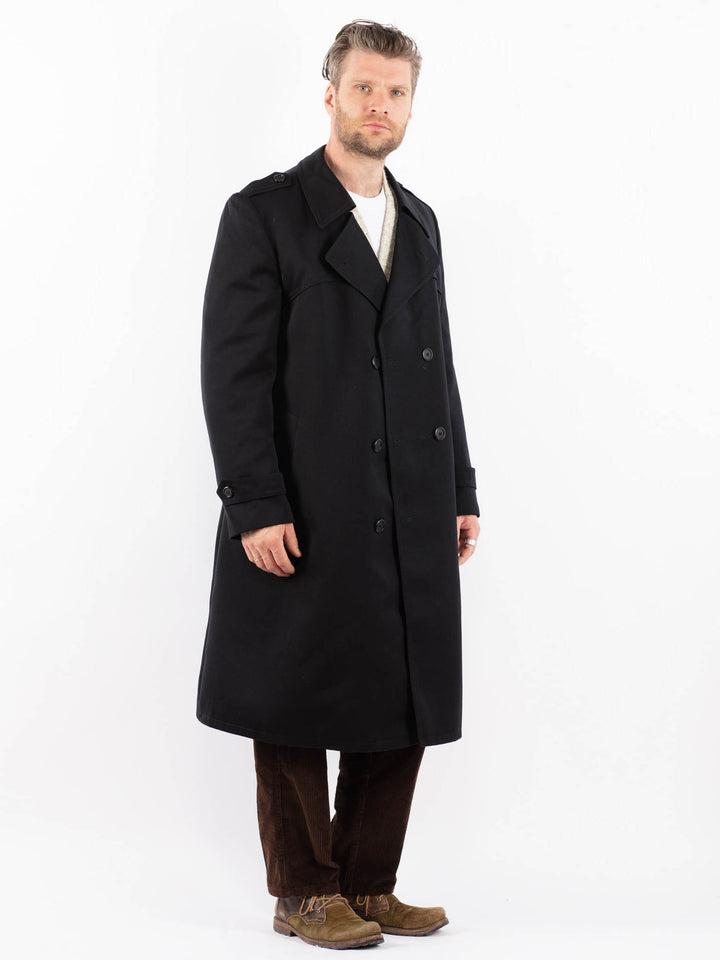 Vintage 90's Men Trench Coat in BlackZ1619