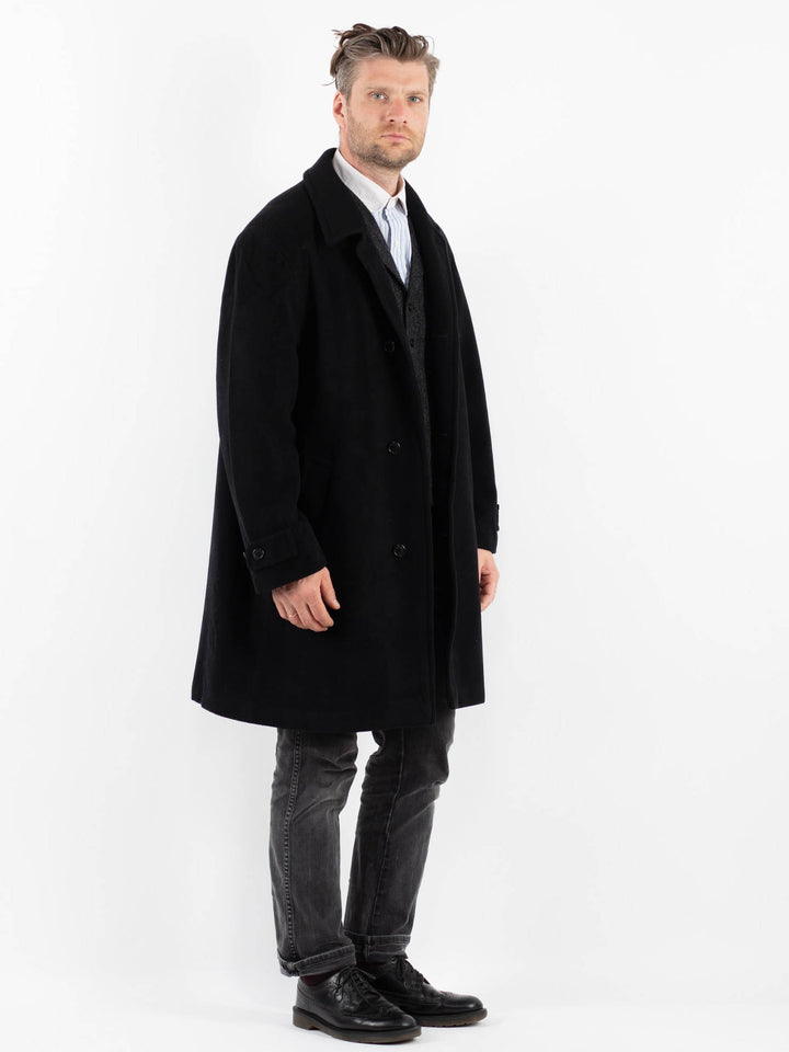 Vintage 90's Men Wool Blend Coat in BlackZ1760