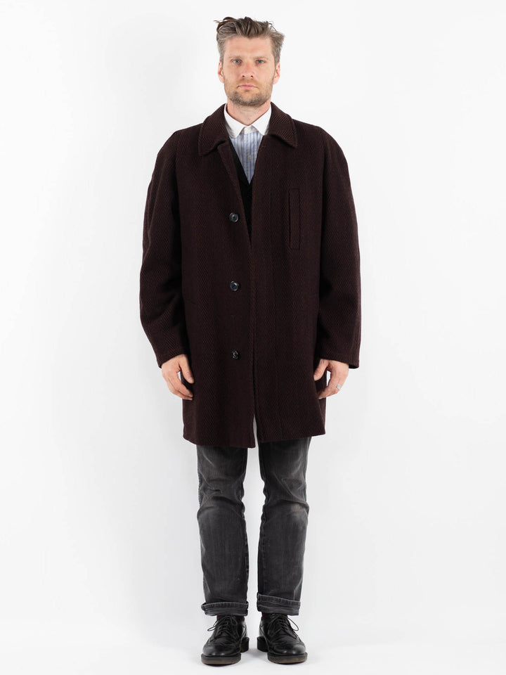 Vintage 90's Men Wool Coat in BrownZ1764