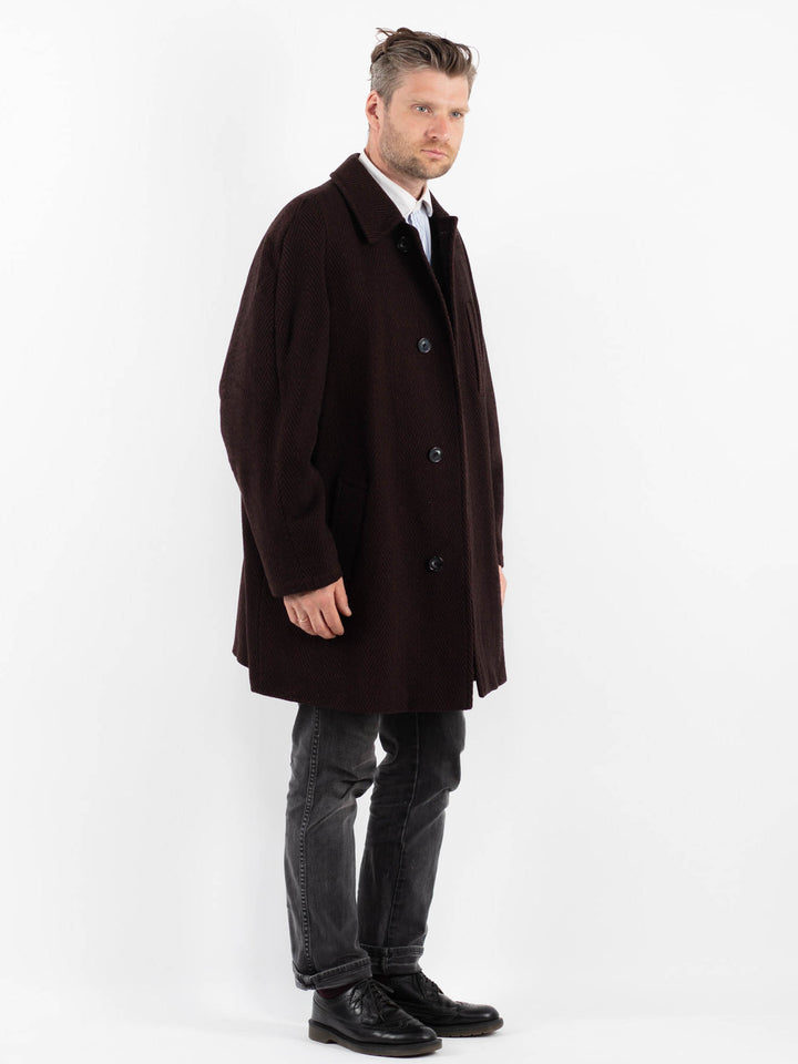 Vintage 90's Men Wool Coat in BrownZ1764
