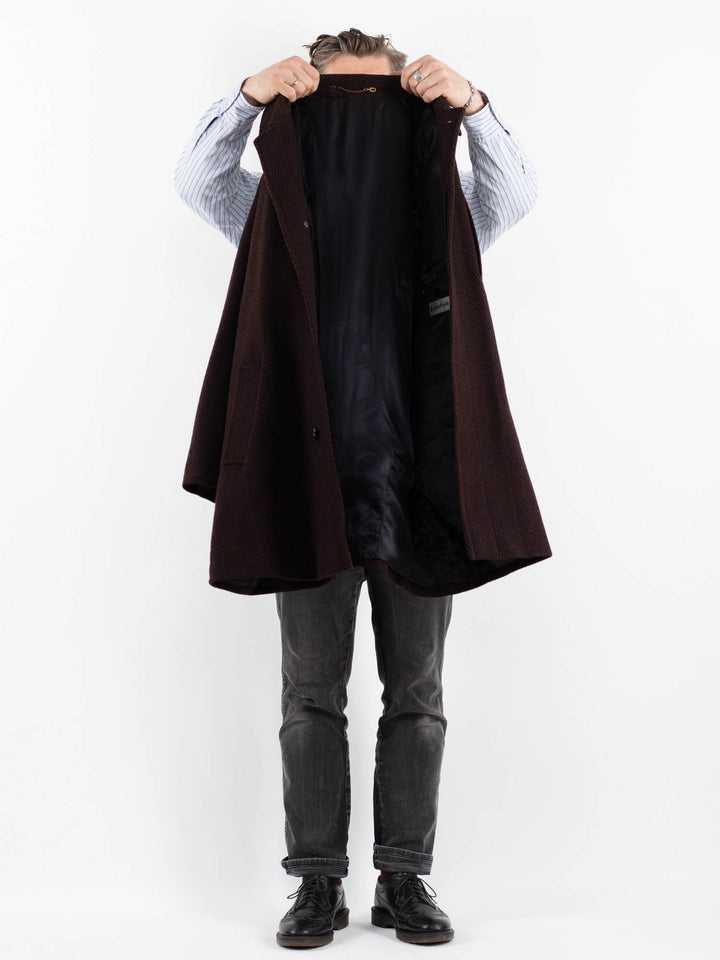 Vintage 90's Men Wool Coat in BrownZ1764