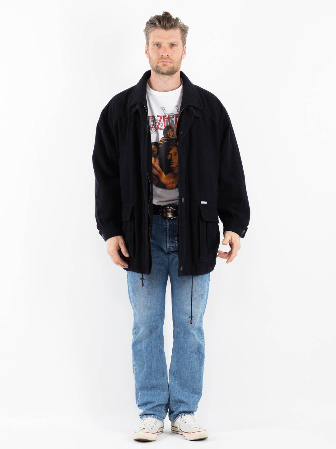 Vintage 90's Men Wool Blend Jacket in BlueZ1773