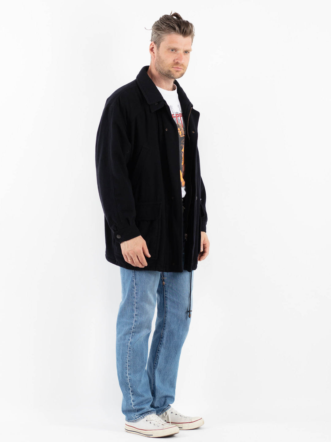 Vintage 90's Men Wool Blend Jacket in BlueZ1773