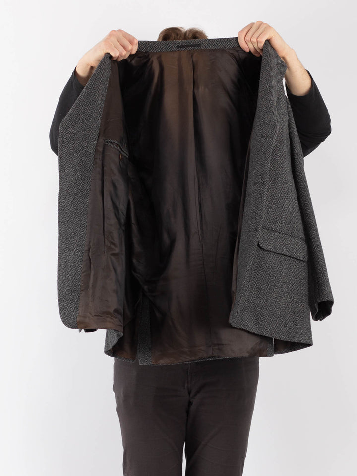 Vintage 90. gadu vīriešu vilnas žakete pelēkā krāsā