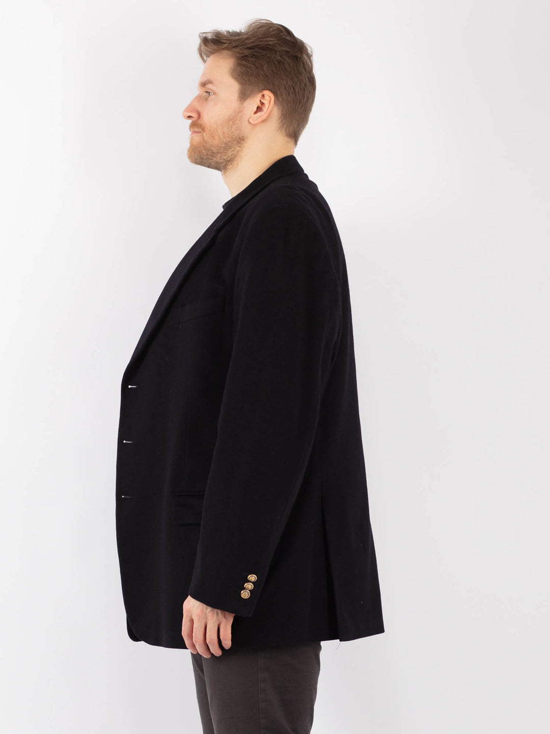 Vintage 90. gadu vīriešu vilnas žakete pelēkā krāsā