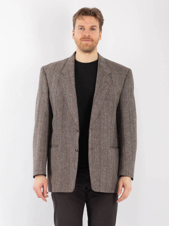 Vintage 90. gadu vīriešu vilnas žakete pelēkā krāsā