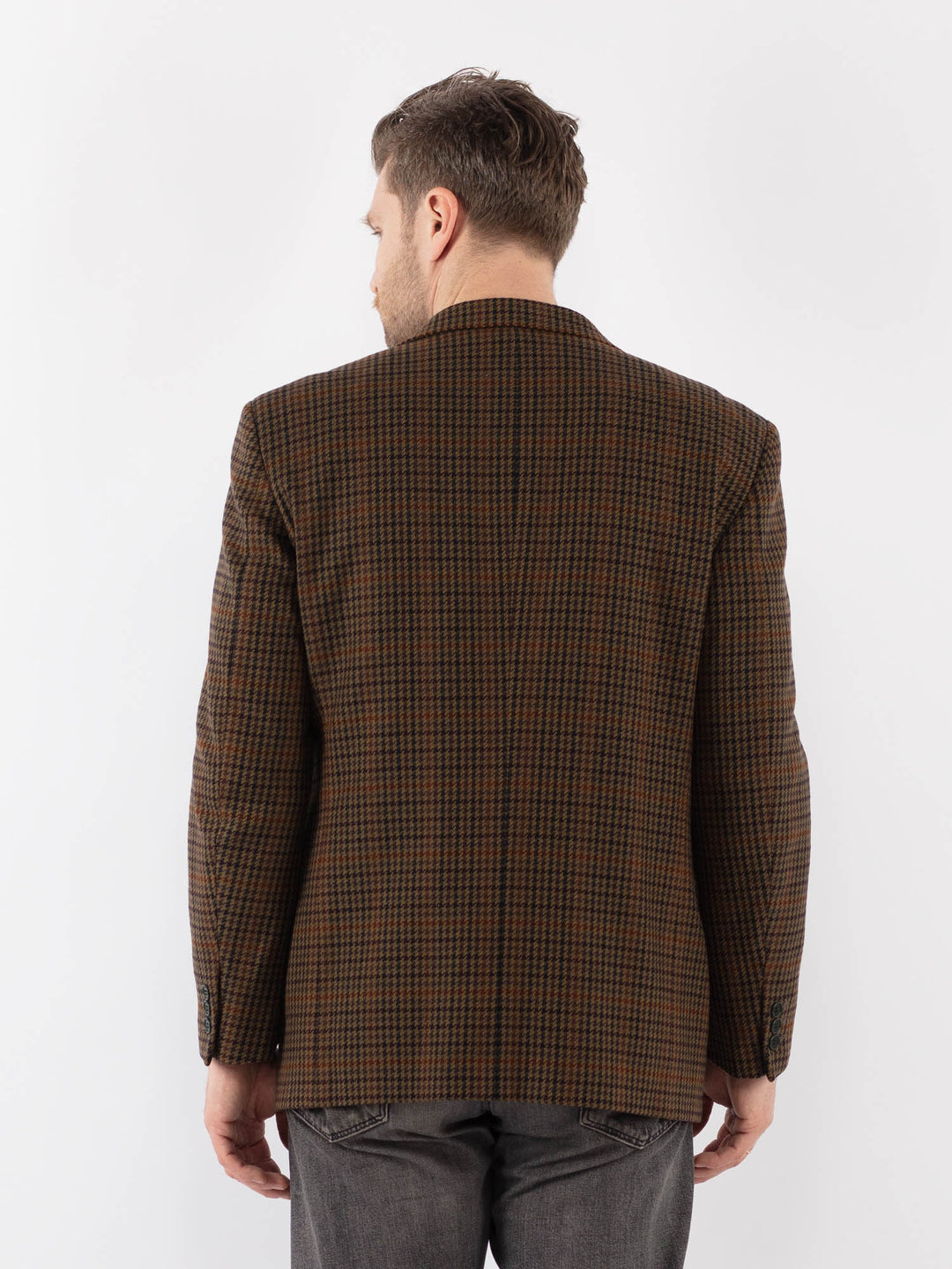 Vintage 90's Men Wool Blazer Jacket in BrownZ1015
