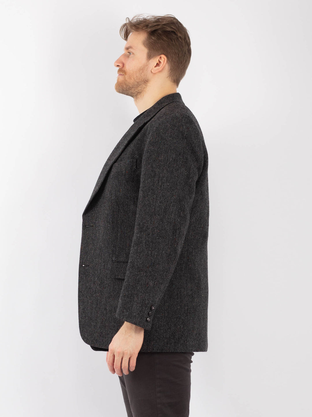 Vintage 90. gadu vīriešu vilnas žakete pelēkā krāsā