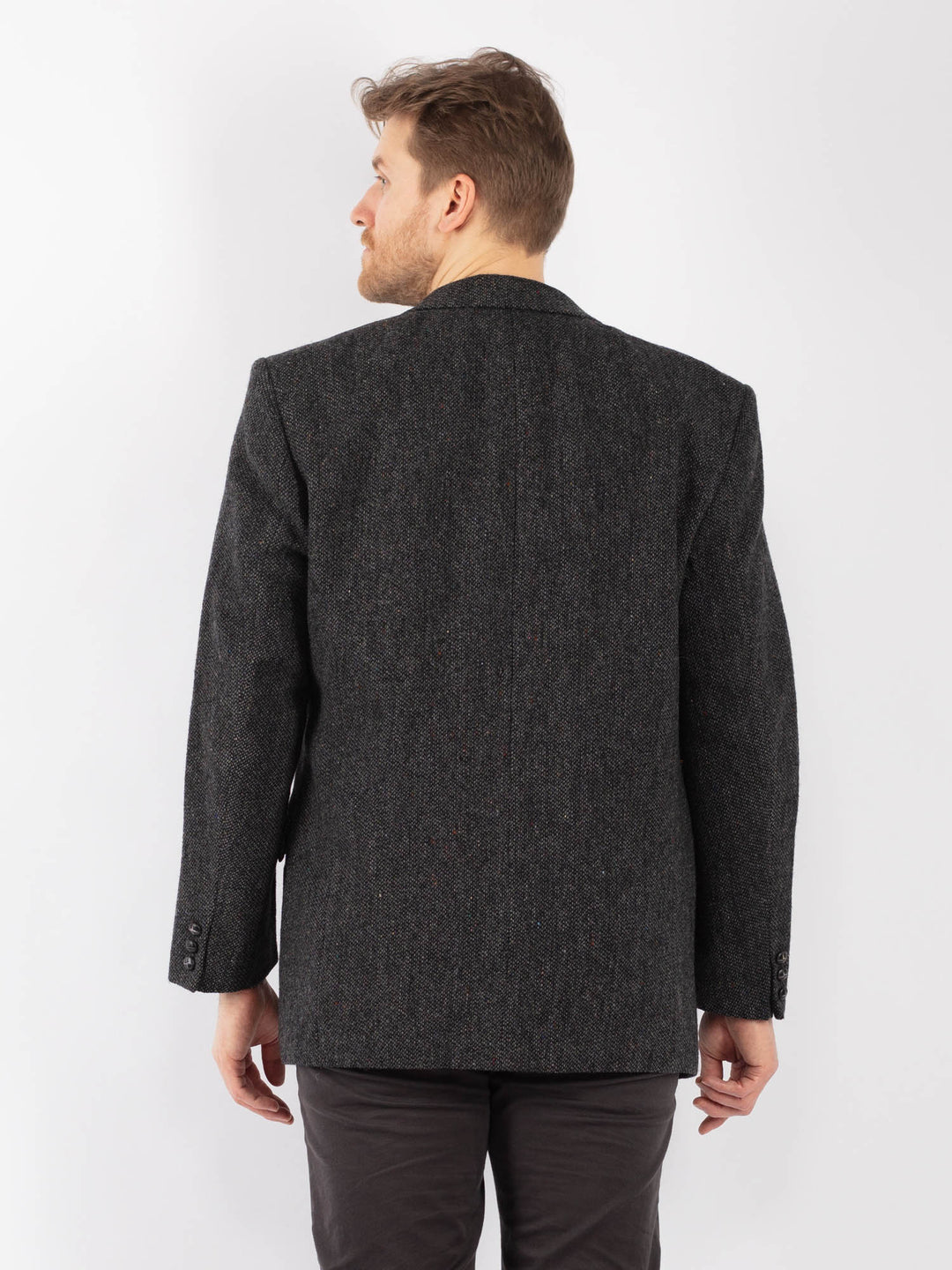 Vintage 90. gadu vīriešu vilnas žakete pelēkā krāsā