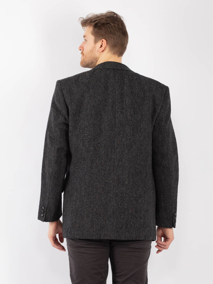 Vintage 90. gadu vīriešu vilnas žakete pelēkā krāsā