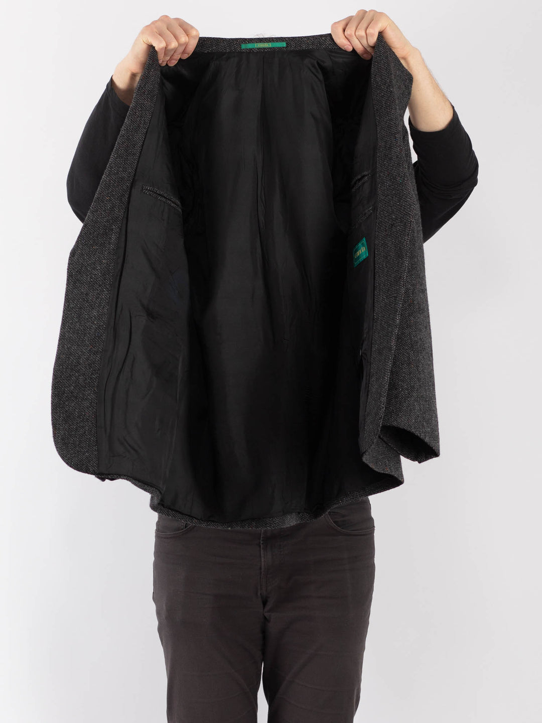 Vintage 90. gadu vīriešu vilnas žakete pelēkā krāsā