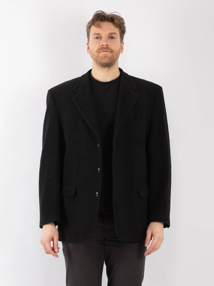 Vintage 90. gadu vīriešu vilnas žakete pelēkā krāsā