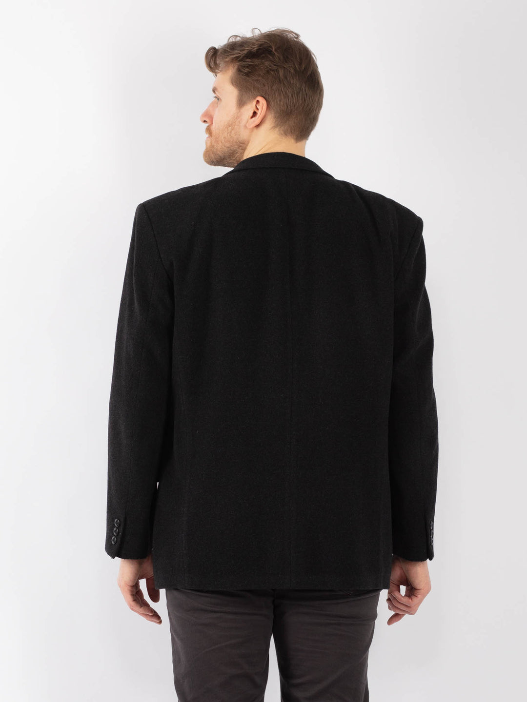 Vintage 90. gadu vīriešu vilnas žakete pelēkā krāsā