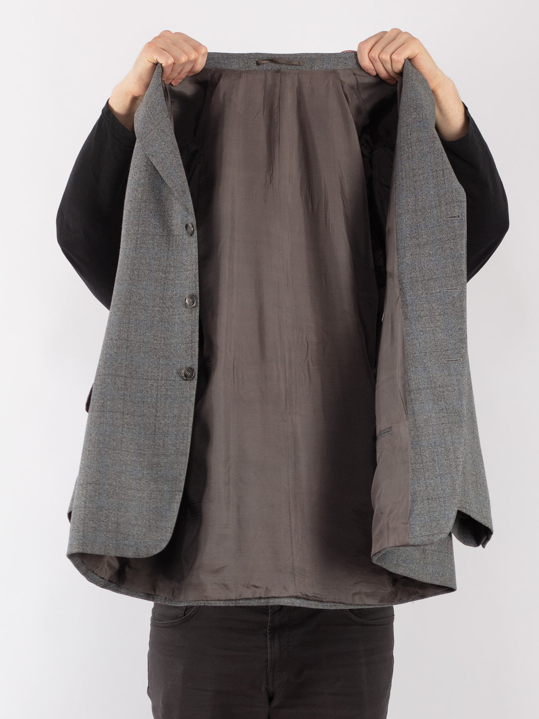 Vintage 90. gadu vīriešu vilnas žakete pelēkā krāsā