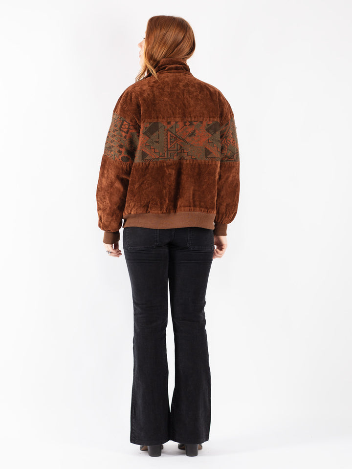 Vintage 90's Women Sherpa Jacket in Brown