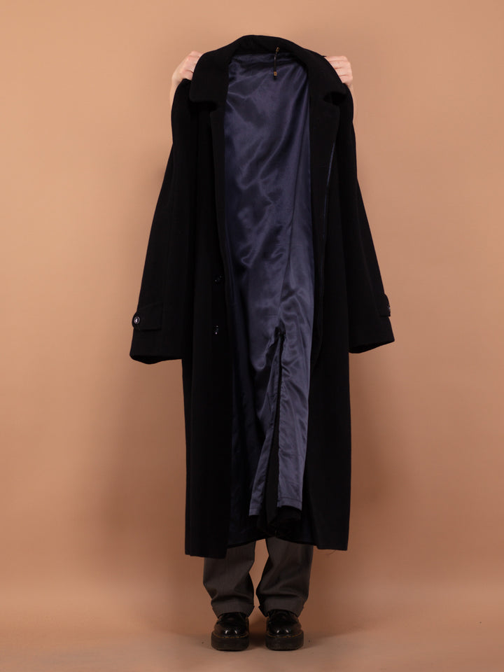 Vintage 90's Women  Cashmere and Wool Blend Coat in Blue - NorthernGrip