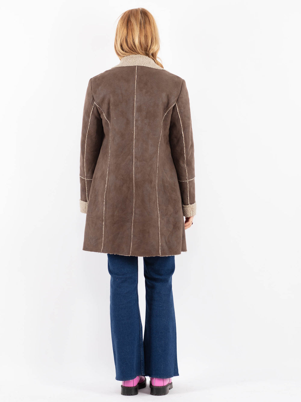 Vintage 90's Women Faux Sheepskin Coat in BeigeV9623