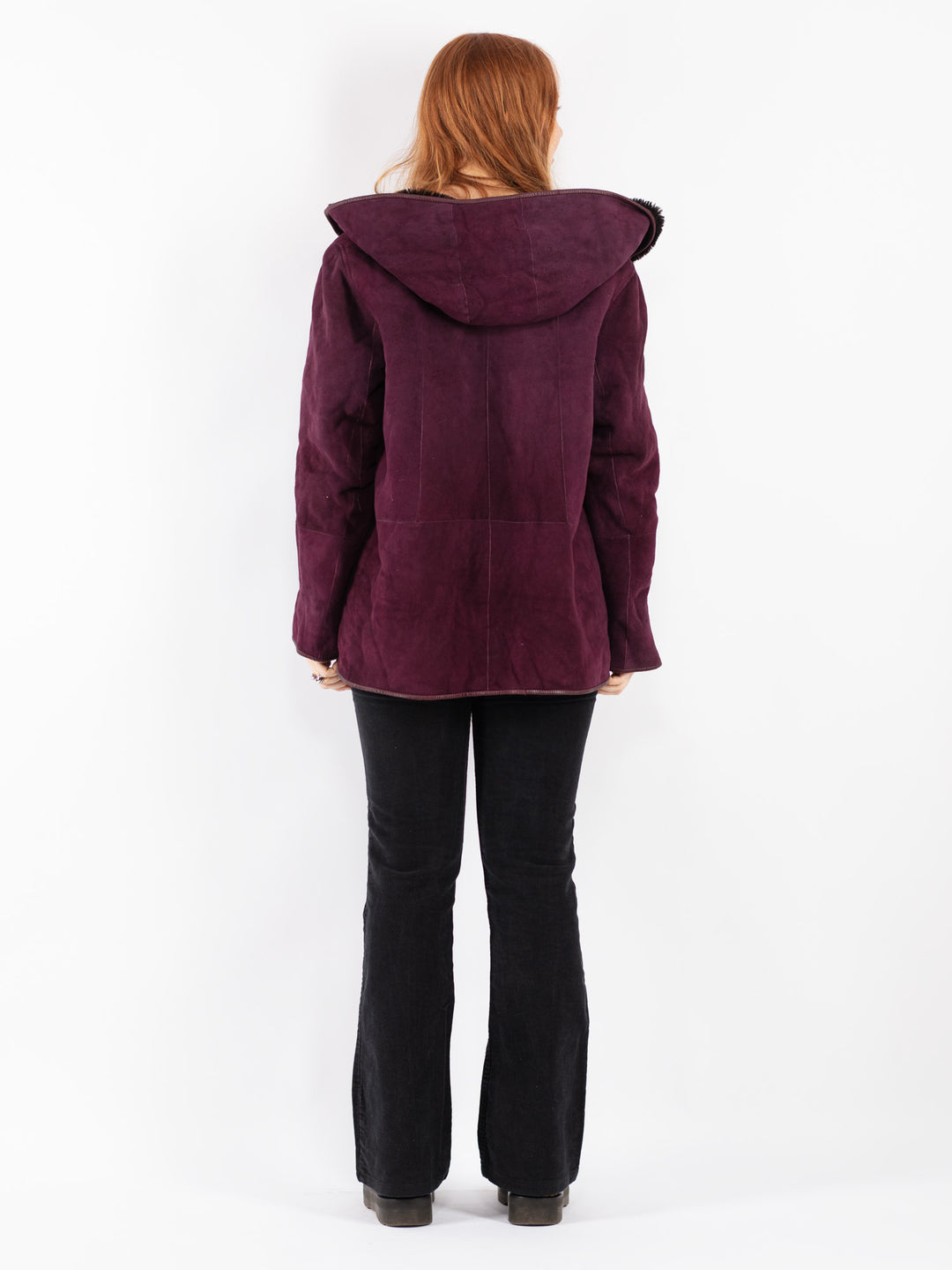 Vintage 90's Women Sheepskin Coat in Purple