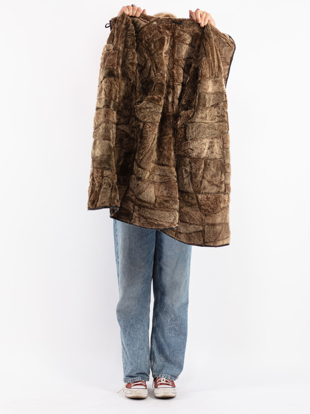 Vintage 90's Women Sheepskin Coat in Brown