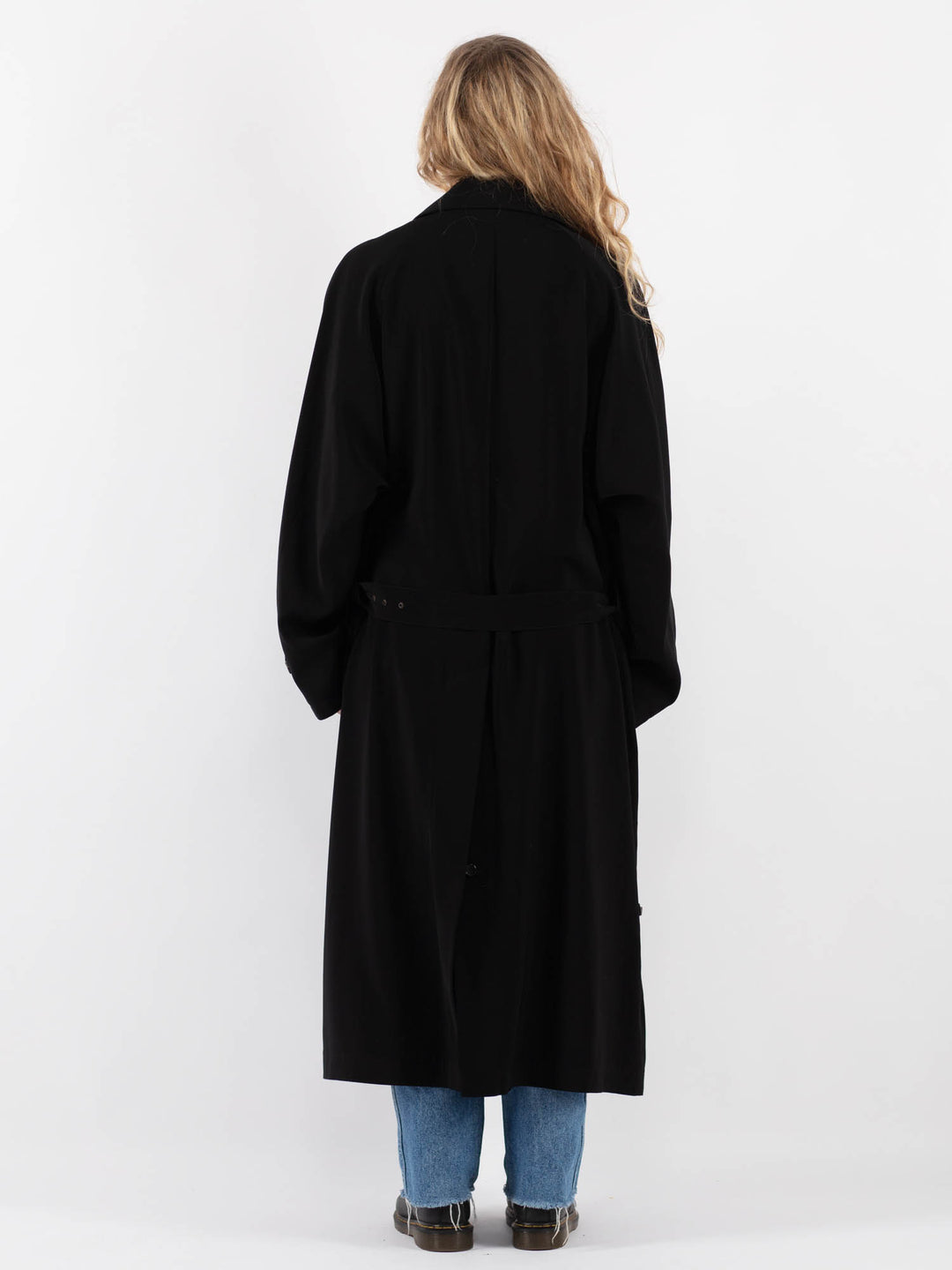 Vintage 90's Women Trench Coat in Black