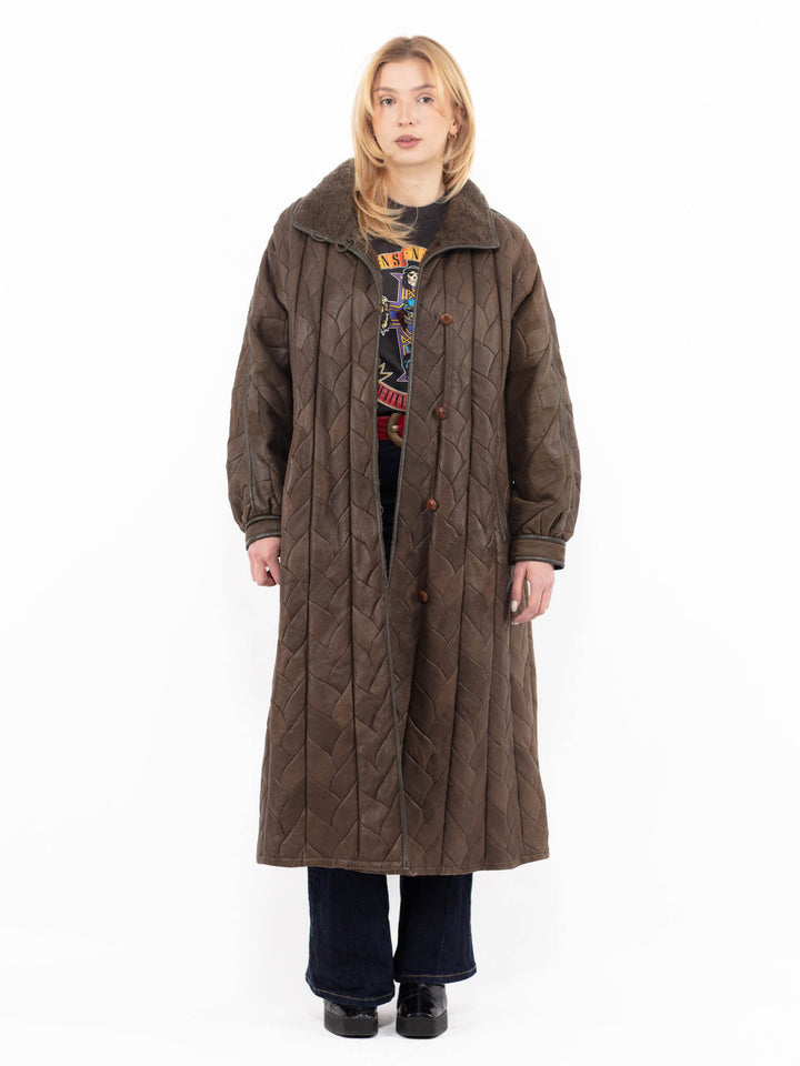 Vintage 90's Women Sheepskin Coat in BrownA1074