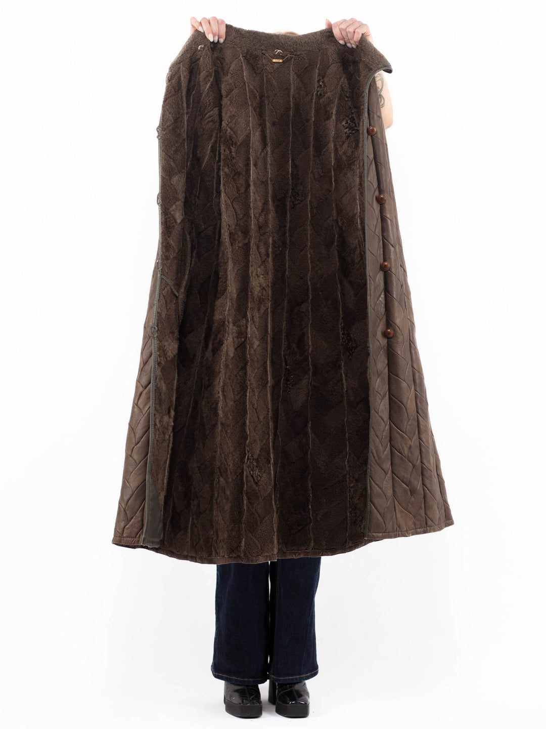Vintage 90's Women Sheepskin Coat in BrownA1074