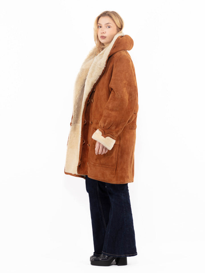 Vintage 90's Women Sheepskin Coat in BrownA1078