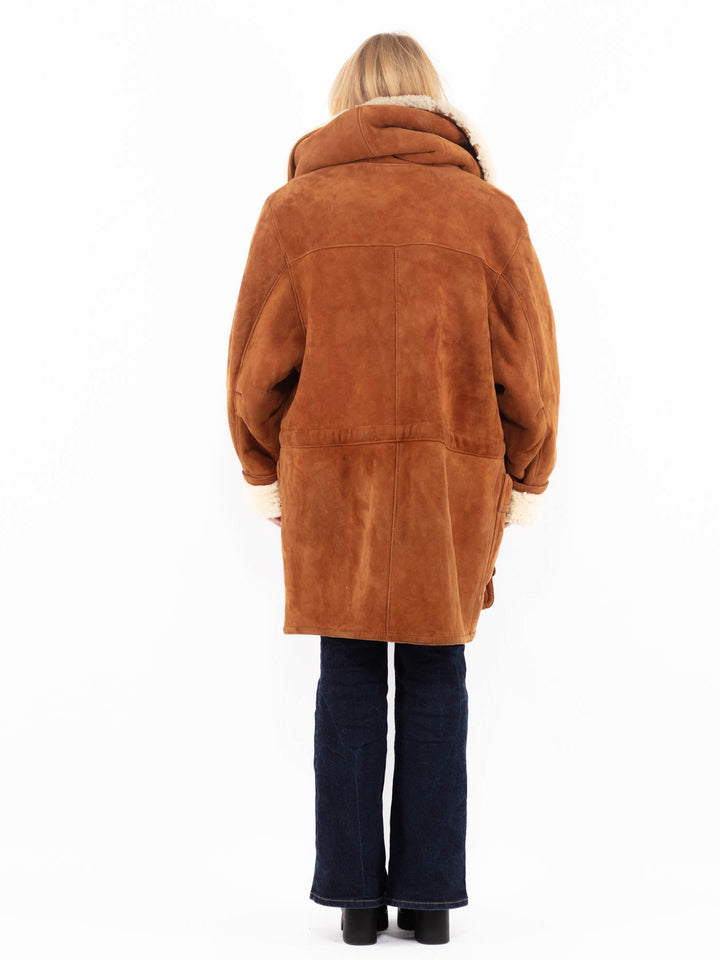 Vintage 90's Women Sheepskin Coat in BrownA1078