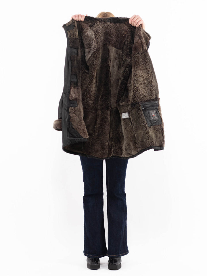 Vintage 90's Women Sheepskin Coat in BlackA1087