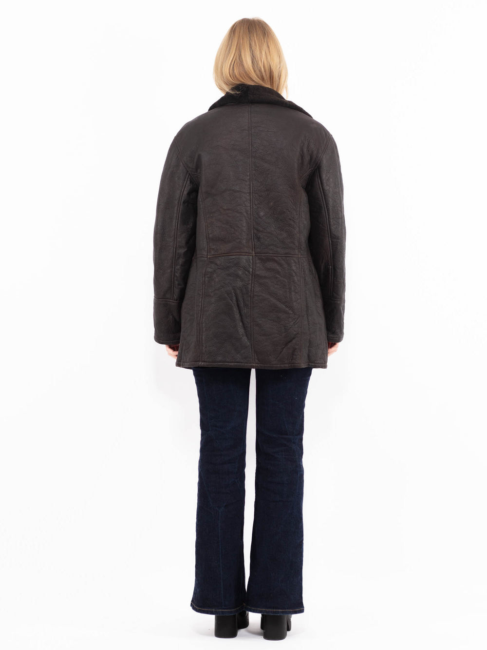 Vintage 90's Women Sheepskin Coat in BrownA1088
