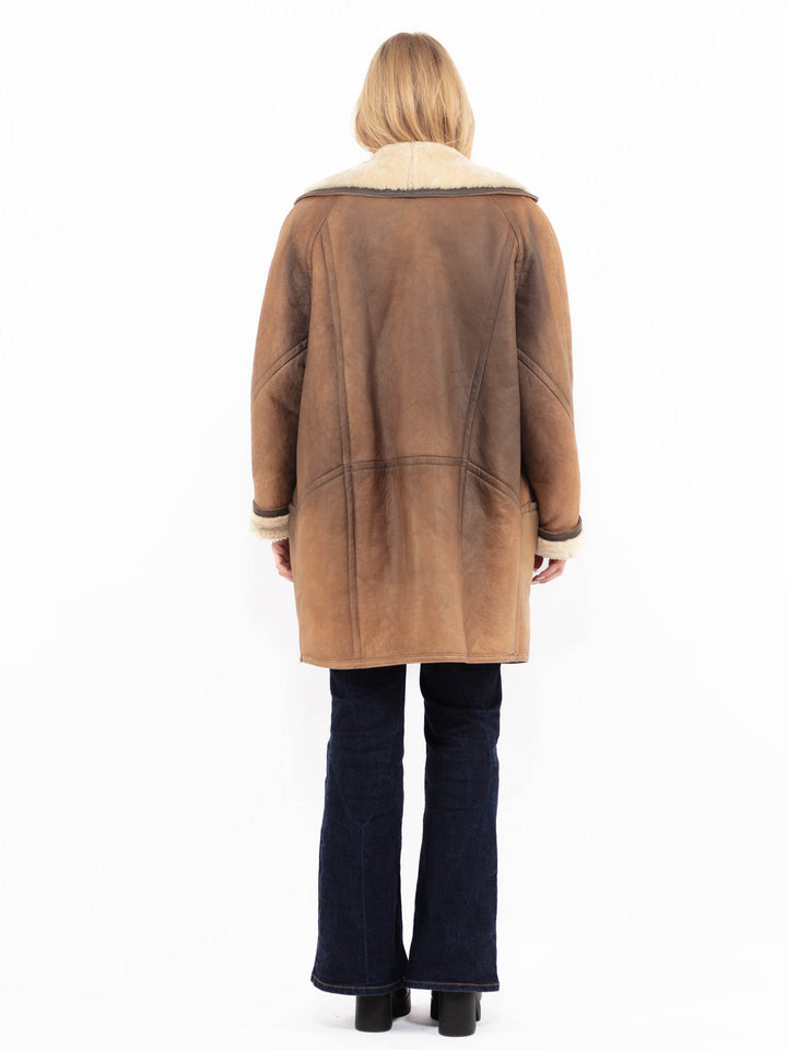 Vintage 90's Women Sheepskin Coat in BrownA1090