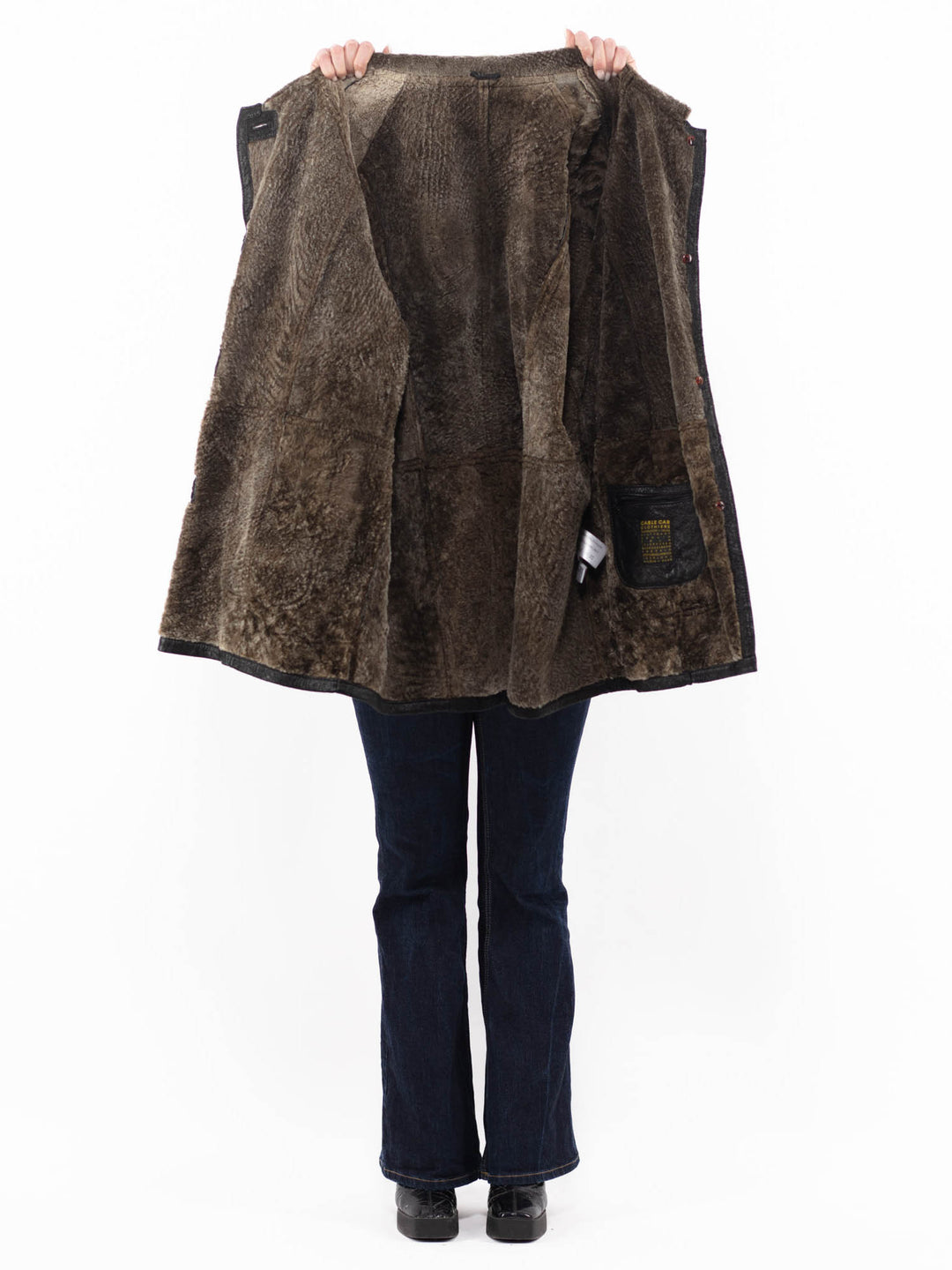 Vintage 90's Women Sheepskin Coat in BlackA1091